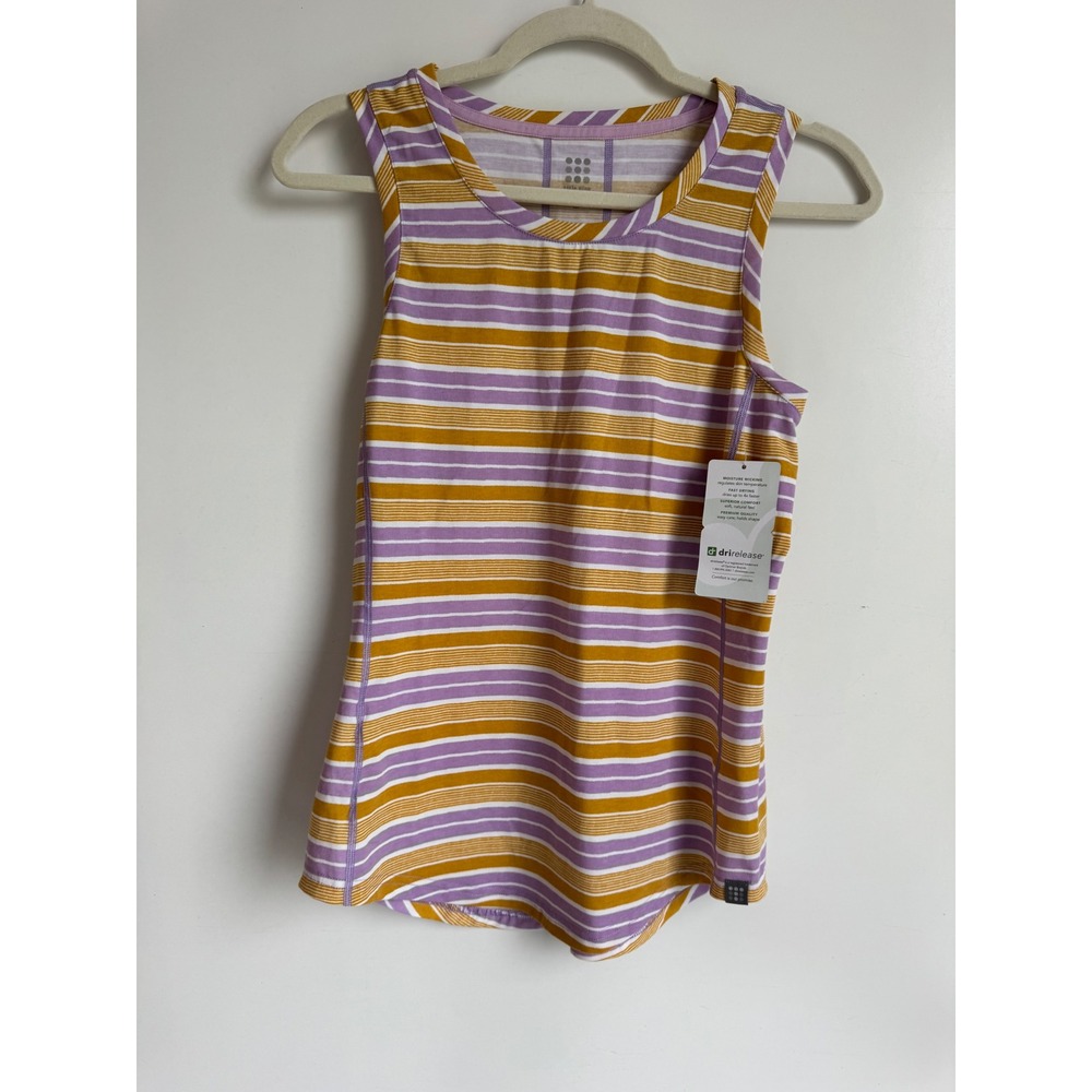 Title Nine Vibe Tank Rugby Stripe Honeycomb Purple Yellow Active Top Small new